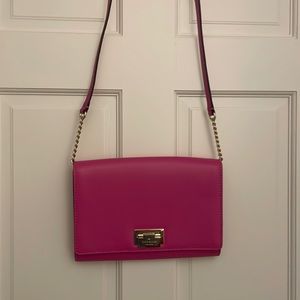 Kate spade hot pink gold hardware purse new with dust bag never used